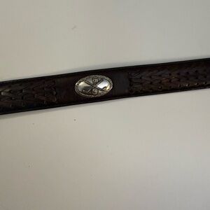 Men's Brown Leather Golf Belt with Silver Buckle